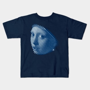 Girl with Pearl Earring in Diagonal Blue Stripes Kids T-Shirt